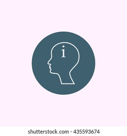 Vector illustration of man information sign icon on blue circle background.