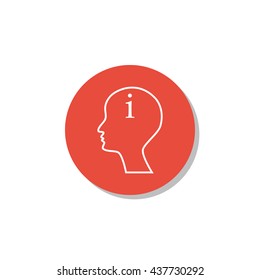 Vector illustration of man information sign icon on red circle background.