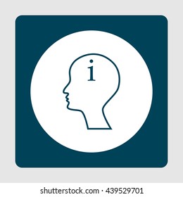 Vector illustration of man information sign icon on blue background.