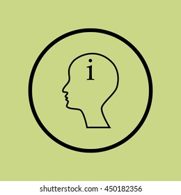 Vector illustration of man information sign icon on green circle background.