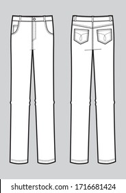 Ilustración vectorial de los vaqueros. Vistas frontal y posterior