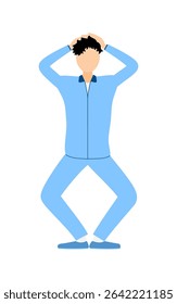Vector illustration of a man in jersey doing squats, Vector Illustration