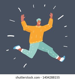 Vector illustration of man jump on dark background.