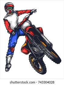 Vector illustration of man jumping with the motocross