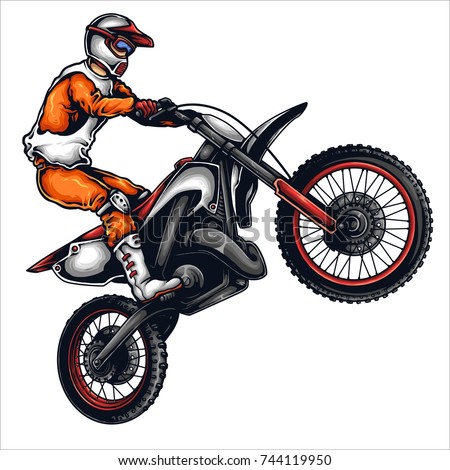 Vector illustration of man jumping with the motocross