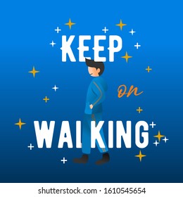 vector illustration man keep on walking  flat style art