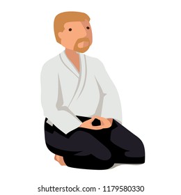 Vector illustration of a man in kimono and hakama. Suitable for oriental martial arts such as aikido, judo, karate, jiu-jitsu, budo