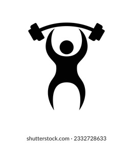 Vector Illustration of Man Lifting Weight in Black Solid Color, Good for Fitness Logo or Healthy Silhouette.