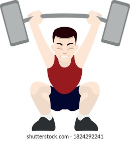 Vector illustration of a man lifting weights