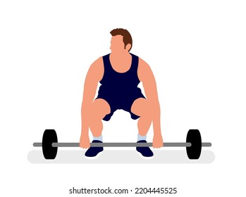 Vector illustration of a man lifting weights.