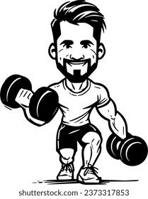 Vector Illustration of a man lifting weights, vector