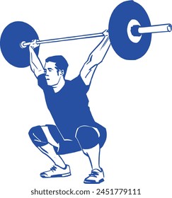 vector illustration of a man lifting weights