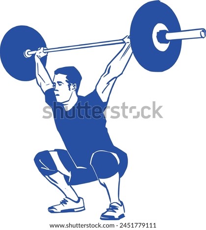vector illustration of a man lifting weights