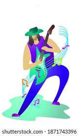 vector or illustration of a man with long hair playing the guitar