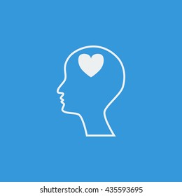 Vector illustration of man love sign icon on blue background.