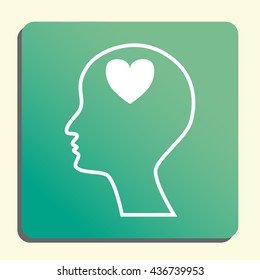Vector illustration of man love sign icon on green light background.