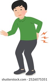 Ilustração vetorial de um homem com dor lombar