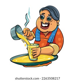 Vector Illustration of a  man making Badam Milk.