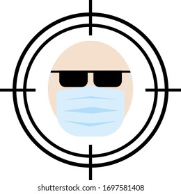 Vector illustration.  Man in a medical mask and glasses.