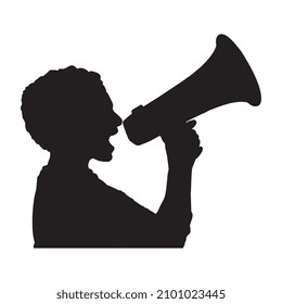 Vector illustration of man with megaphone