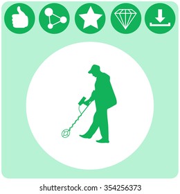 Vector illustration of a man with a metal detector