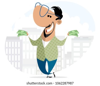 Vector illustration of a man with money