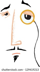 Vector illustration of a man with monocle