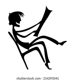 Vector illustration. Man with newspaper.