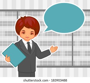 vector illustration of the man at office