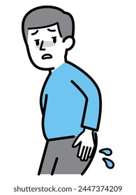 Vector illustration of a man with oil leaking from his butt