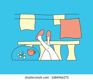 Vector illustration of man on the balcony