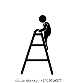 vector illustration of a man on a ladder