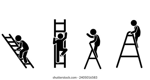 vector illustration of a man on a ladder