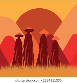 Vector illustration of a man on a mountain