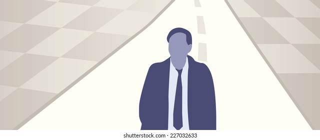 A vector illustration of a man on a road.