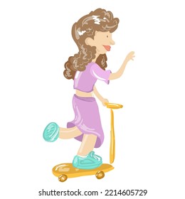 vector illustration.  man on a scooter.  alternative transport.  eco-friendly travel.  girl riding a scooter