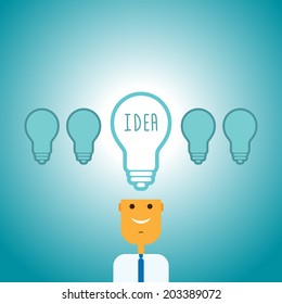 Vector illustration of a man with one bright idea.