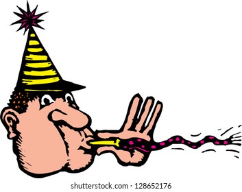 Vector illustration of a man at a party