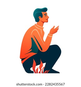 vector illustration of a man. the person is sitting