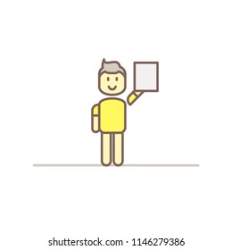 vector illustration. man with a piece of paper