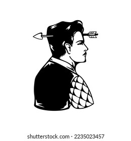 vector illustration of a man pierced by an arrow