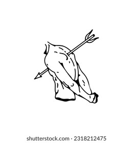 vector illustration of man pierced by arrow concept