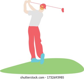 Vector illustration man playing golf