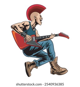 Vector Illustration of Man Playing Guitar with Detailed Illustration 