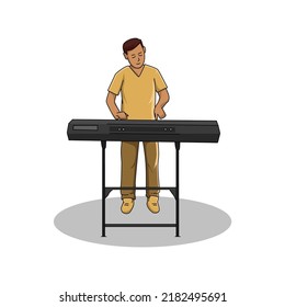vector illustration, a man playing the keyboard