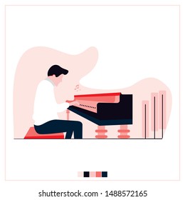 vector illustration man playing the piano