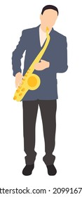 vector illustration of Man is playing saxophone on isolated background 