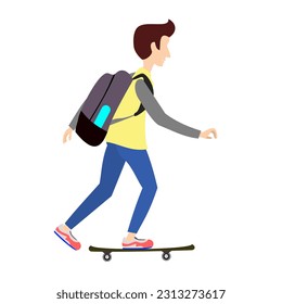 vector illustration of man playing skateboard isolated from white background