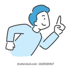 Vector illustration of a man pointing up