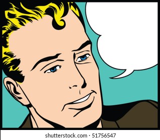 Vector Illustration Of A Man In A Pop Art/comic Style.